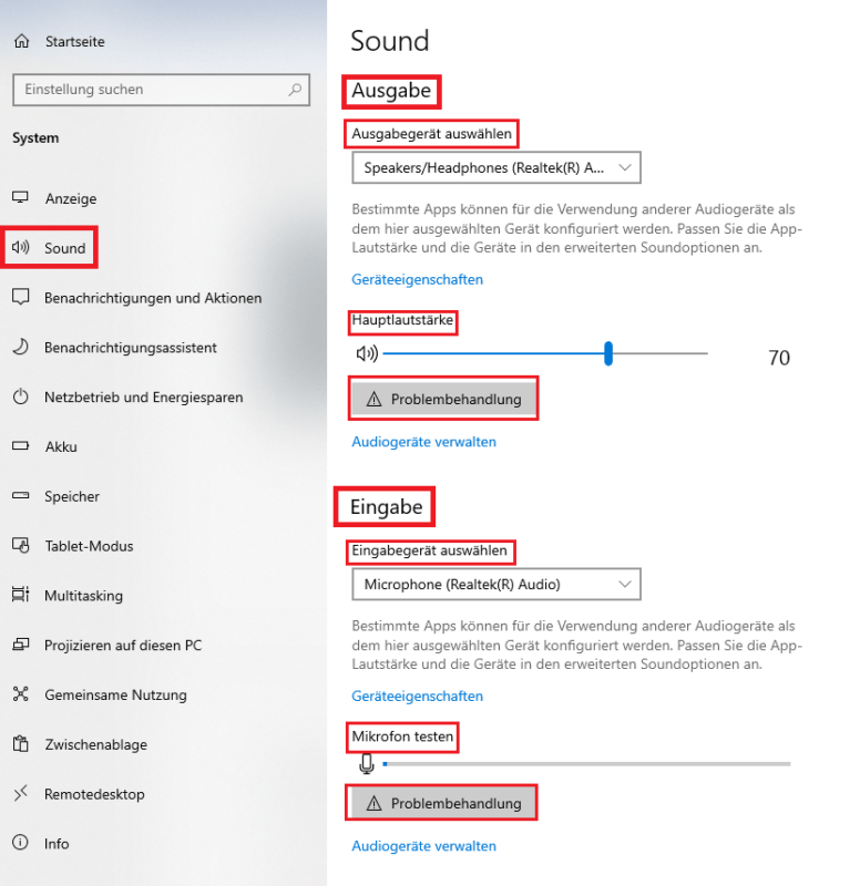 Audioeinstellungen Windows 2